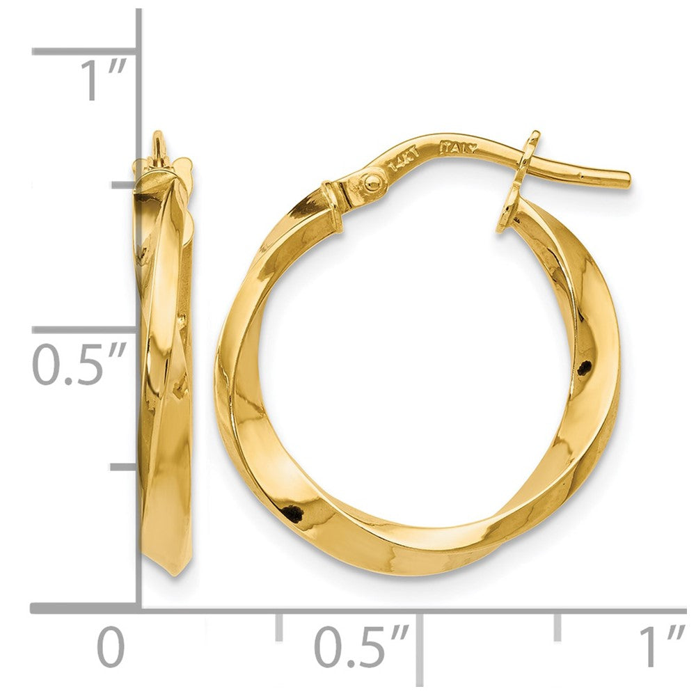 14K Yellow Gold Polished Twisted Hoop Earrings