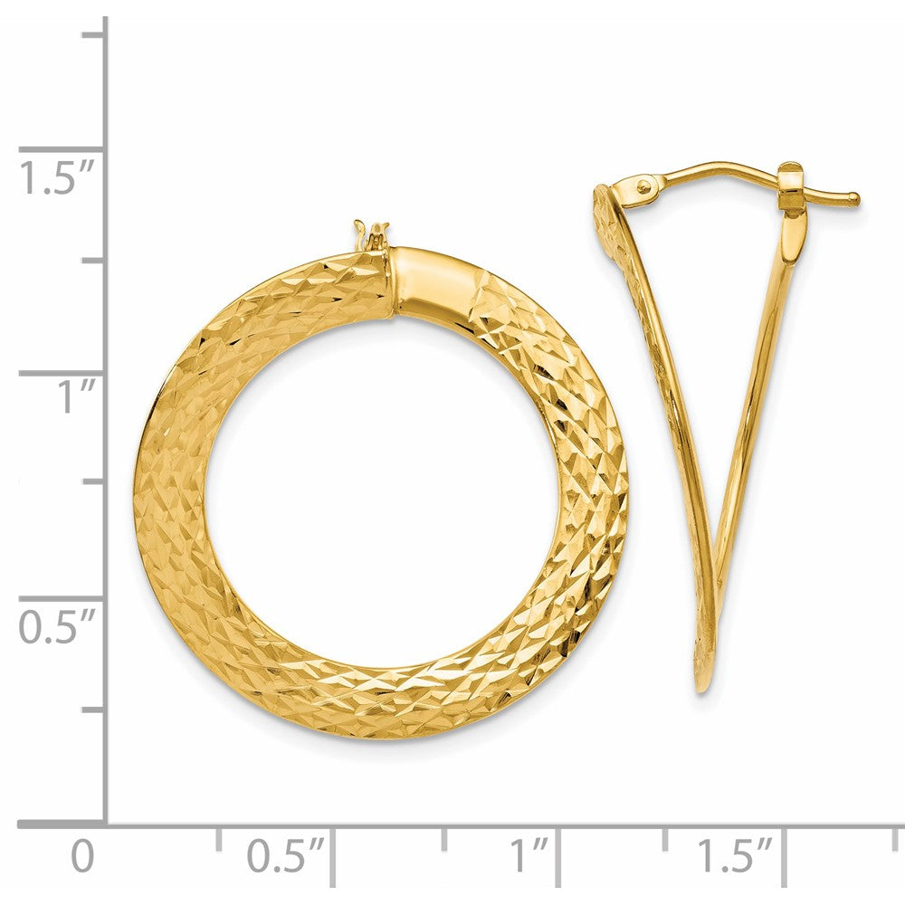 14K Yellow Gold Polished D/C Twisted Hoop Earrings
