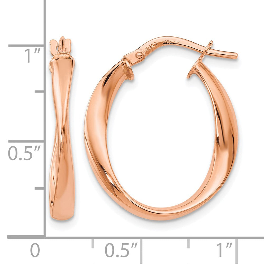 14K Yellow Gold With Rose Plating Polished Hoop Earrings