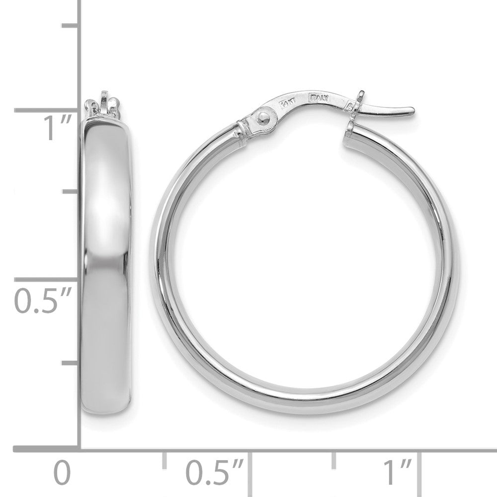 14K White Gold Polished Hoop Earrings