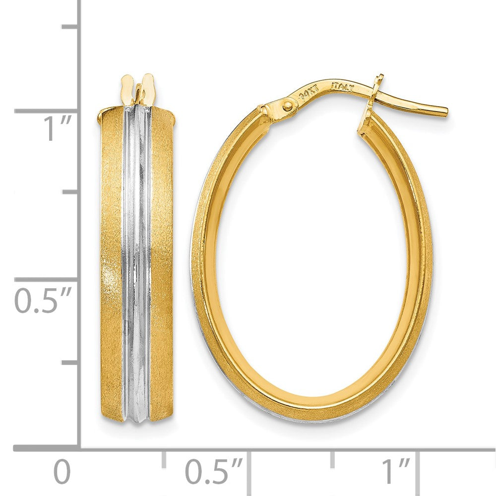 14K Yellow & Rhodium Rhodium-Plated Textured Hoop Earrings