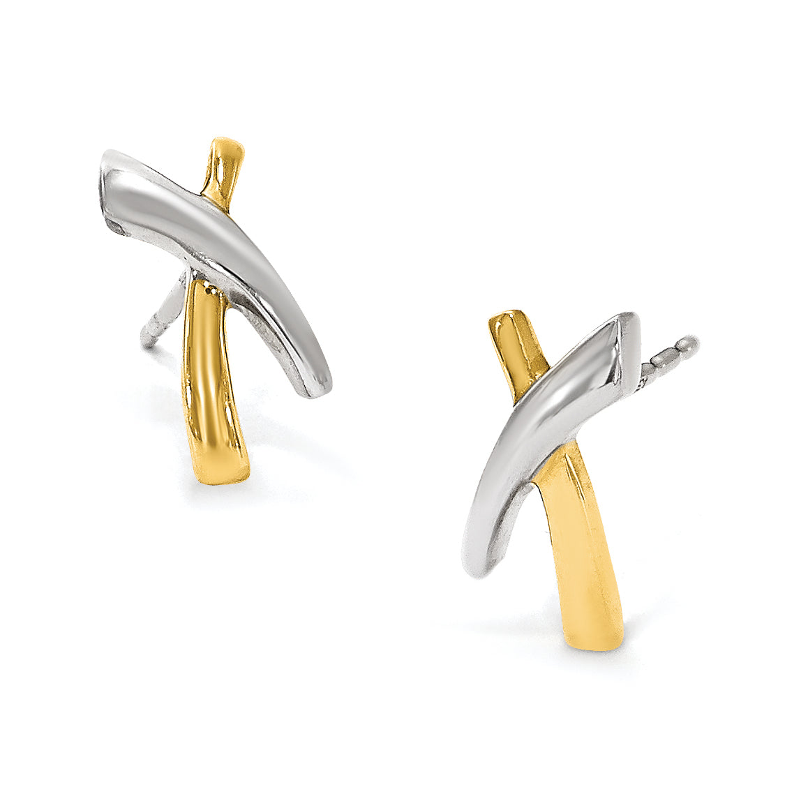 14K Yellow & Rhodium X Post Earrings