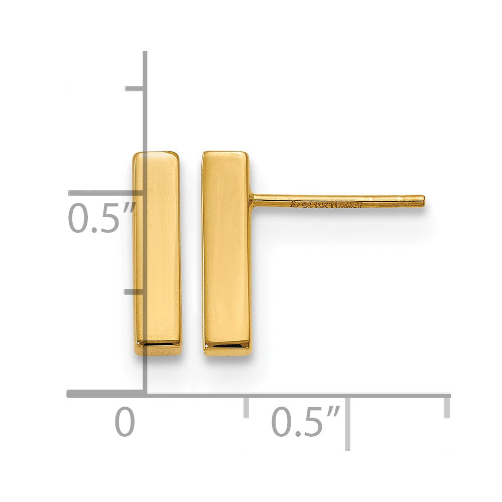 14K Yellow Gold Polished Post Bar Earrings