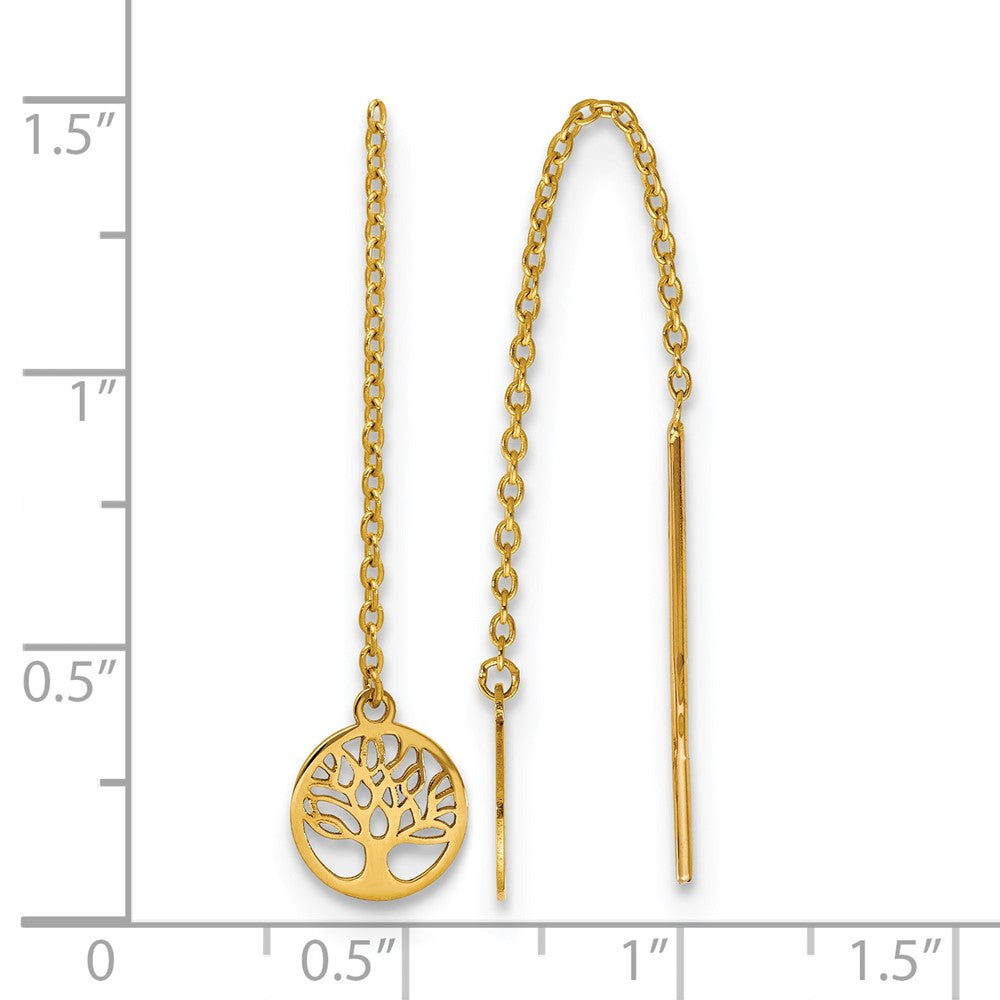 14K Yellow Gold Polished Tree Of Life Threader Earrings