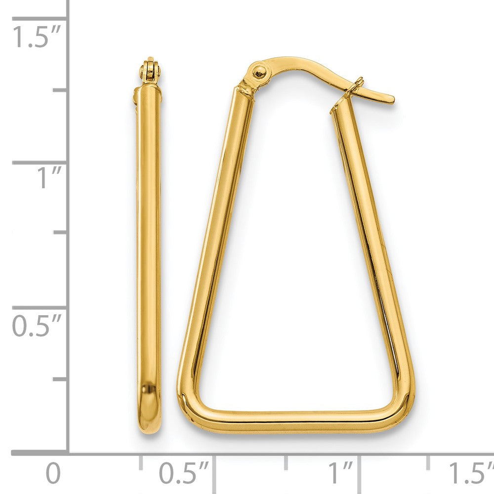 14K Yellow Gold Polished Geometric Shape Hoop Earrings