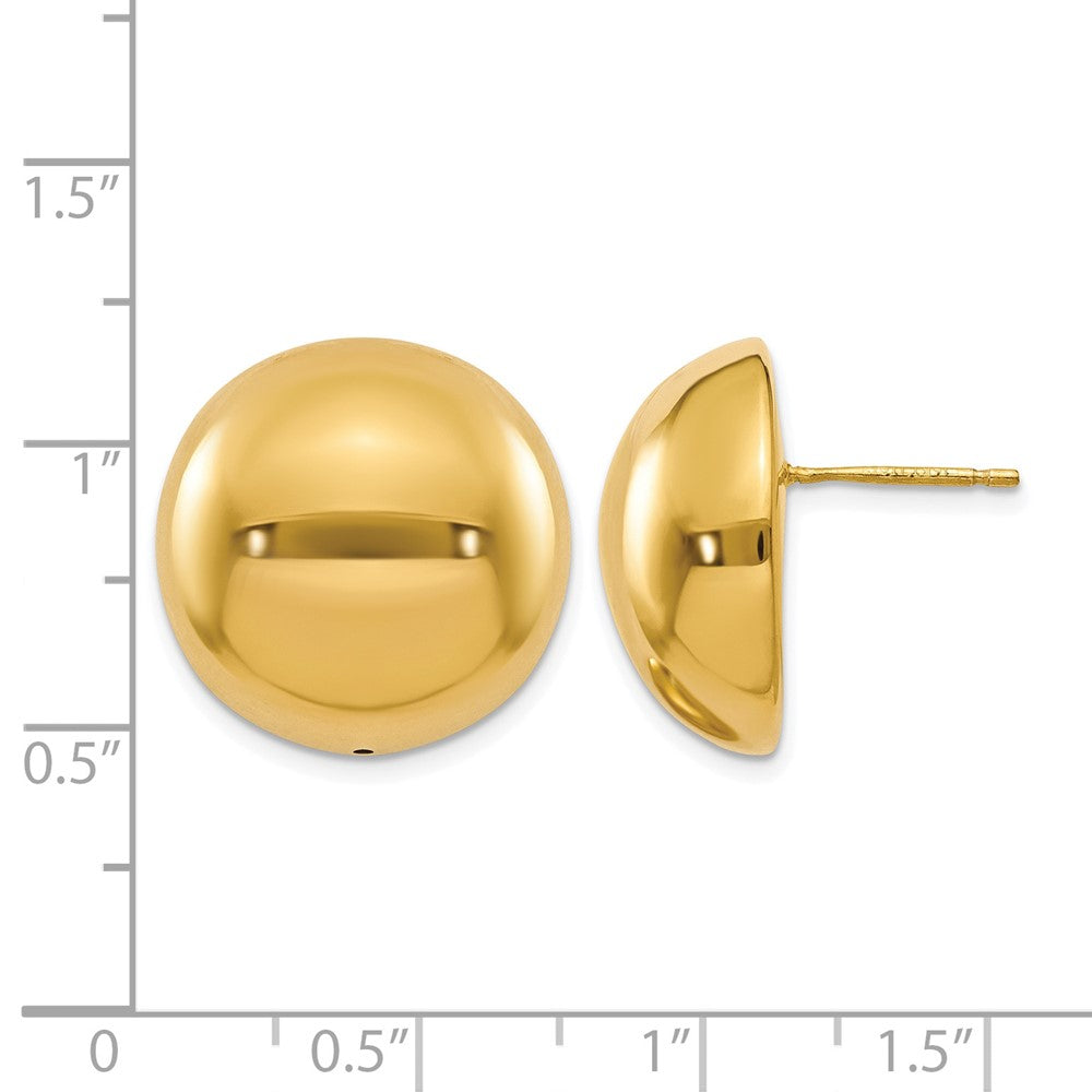 14K Yellow Gold Polished Hollow Domed Post Earrings