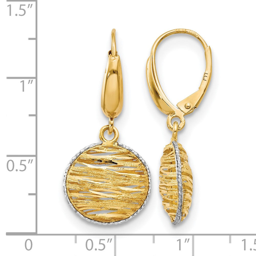14K Yellow & Rhodium Polished D/C Hollow Earrings