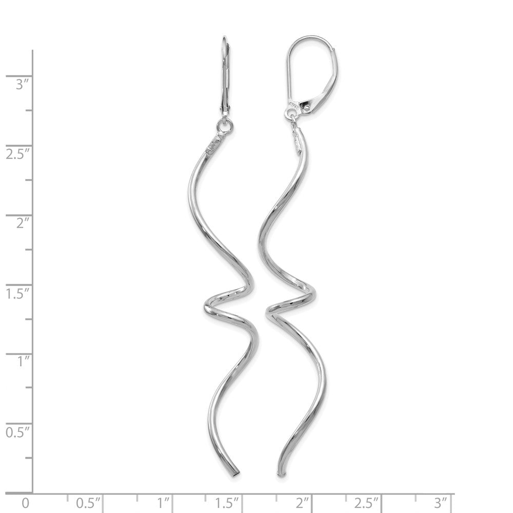 14K White Gold Twisted Leverback Earrings