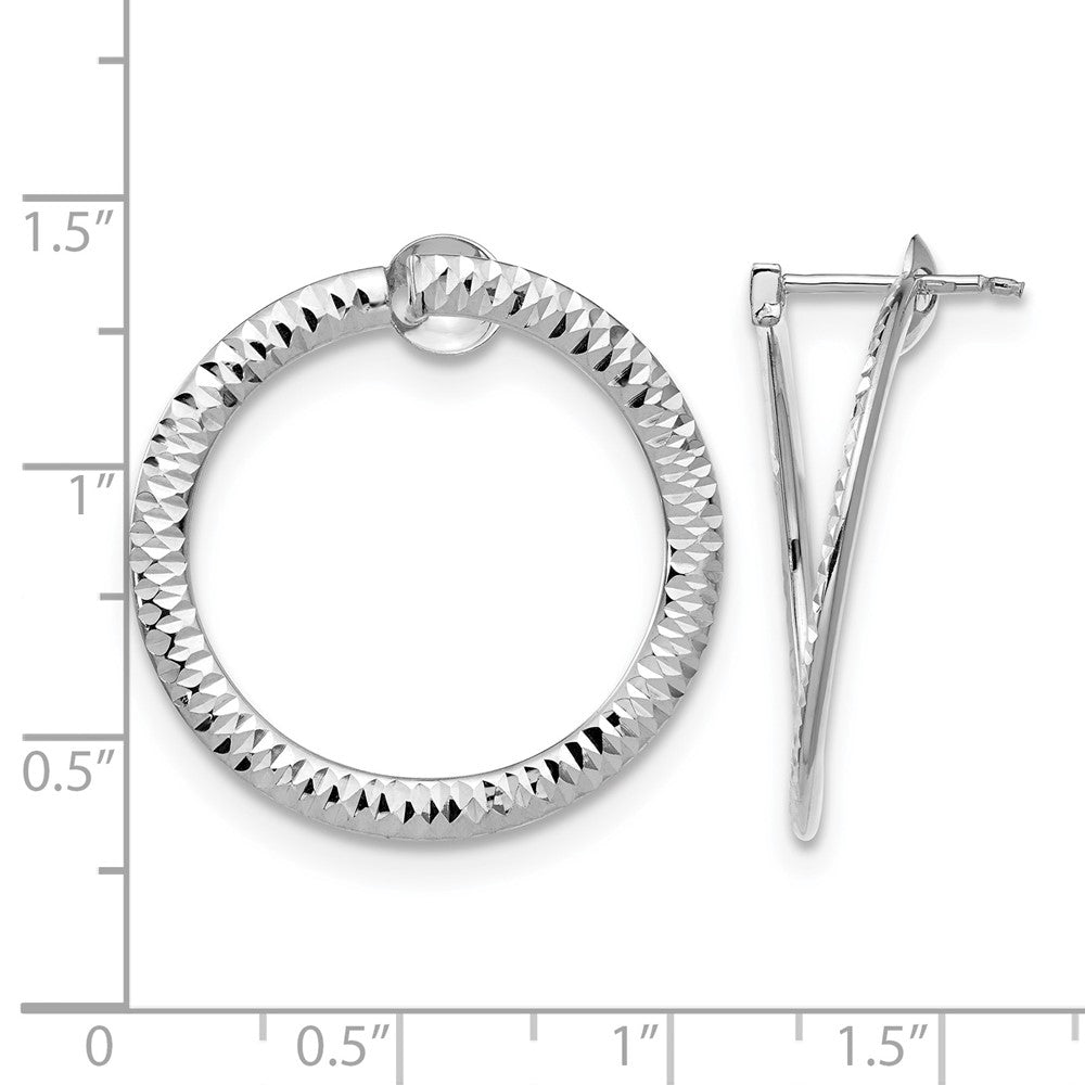 14K White Gold Polished & D/C Flexible Post Hoop Earrings