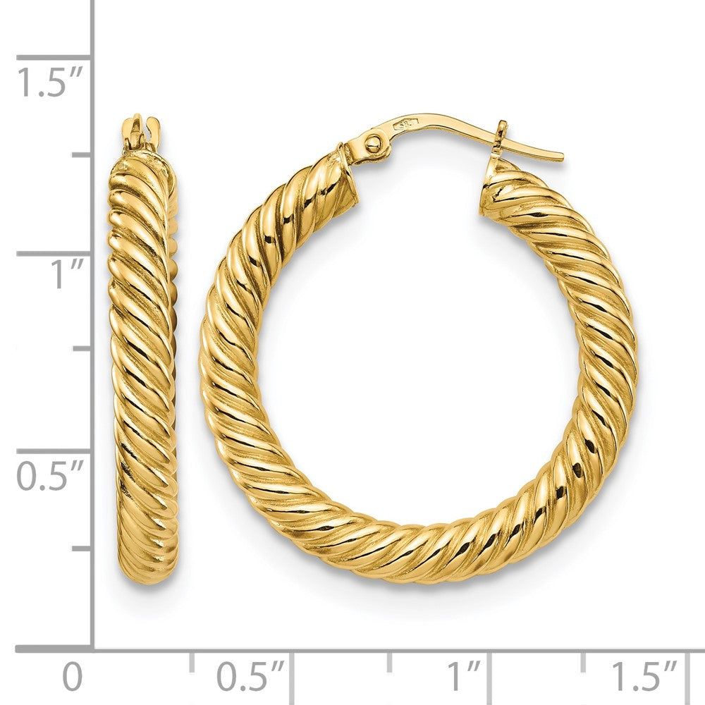 14K Yellow Gold Polished Twisted Hoop Earrings