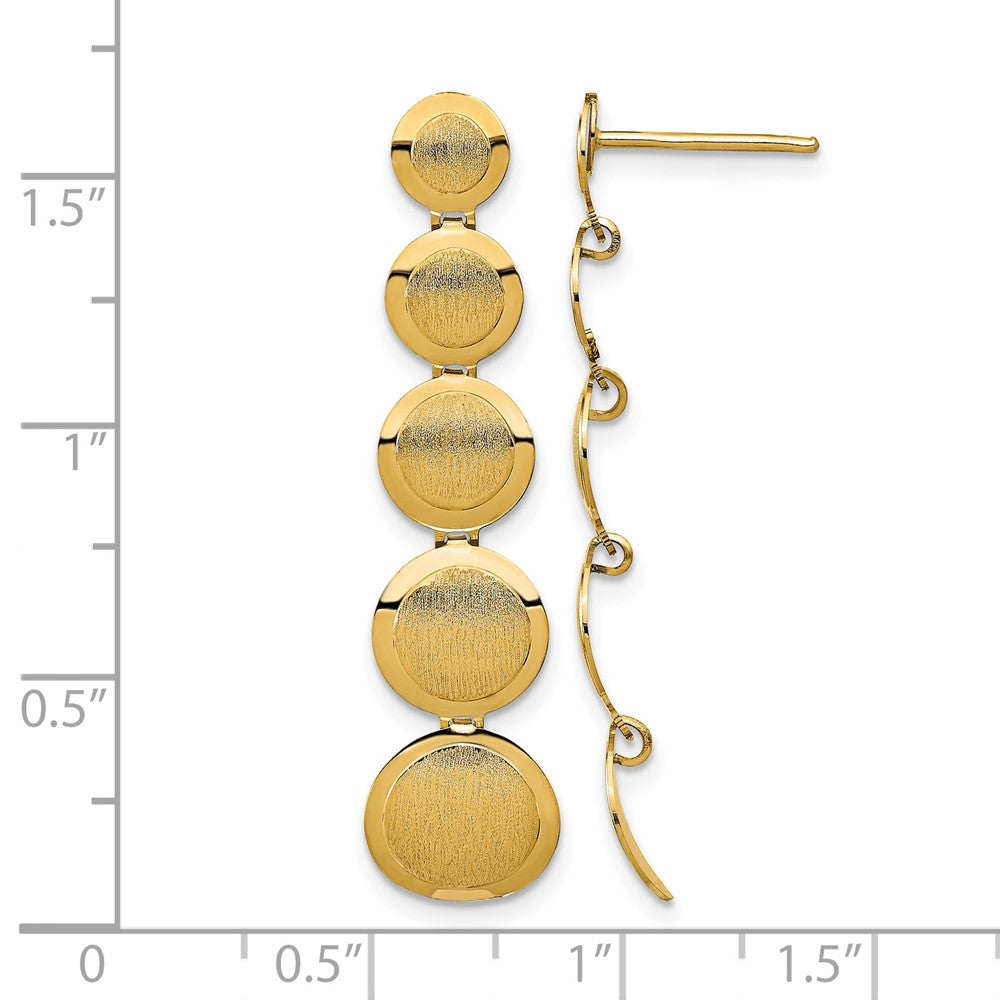 14K Yellow Gold Polished And Brushed Post Dangle Earrings