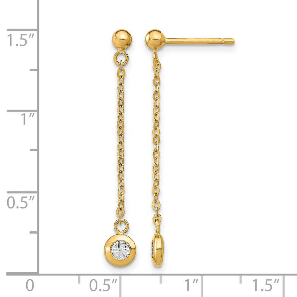 14K Two Tone Polished D/C Post Dangle Earrings