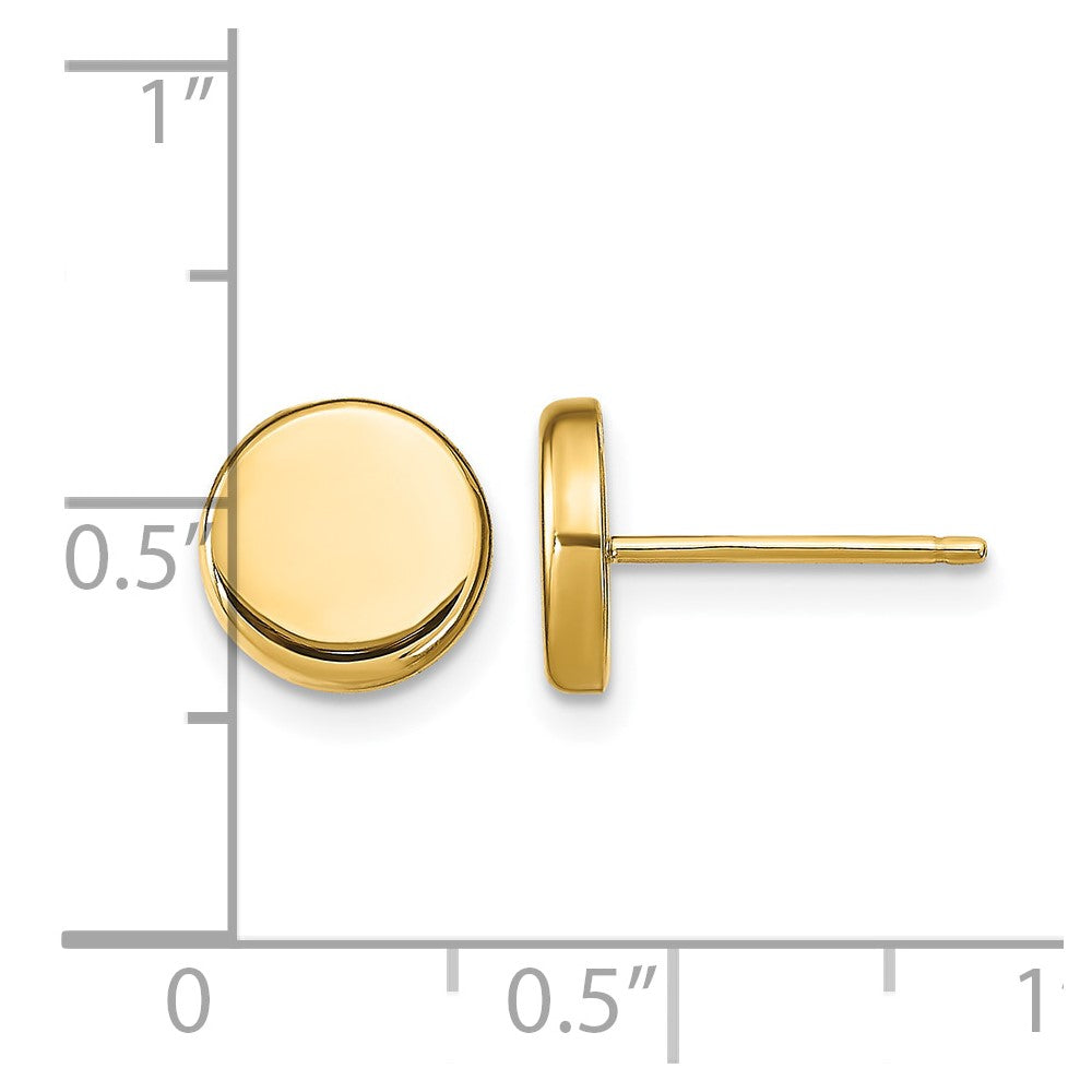 14K Yellow Gold Polished Button Post Earrings