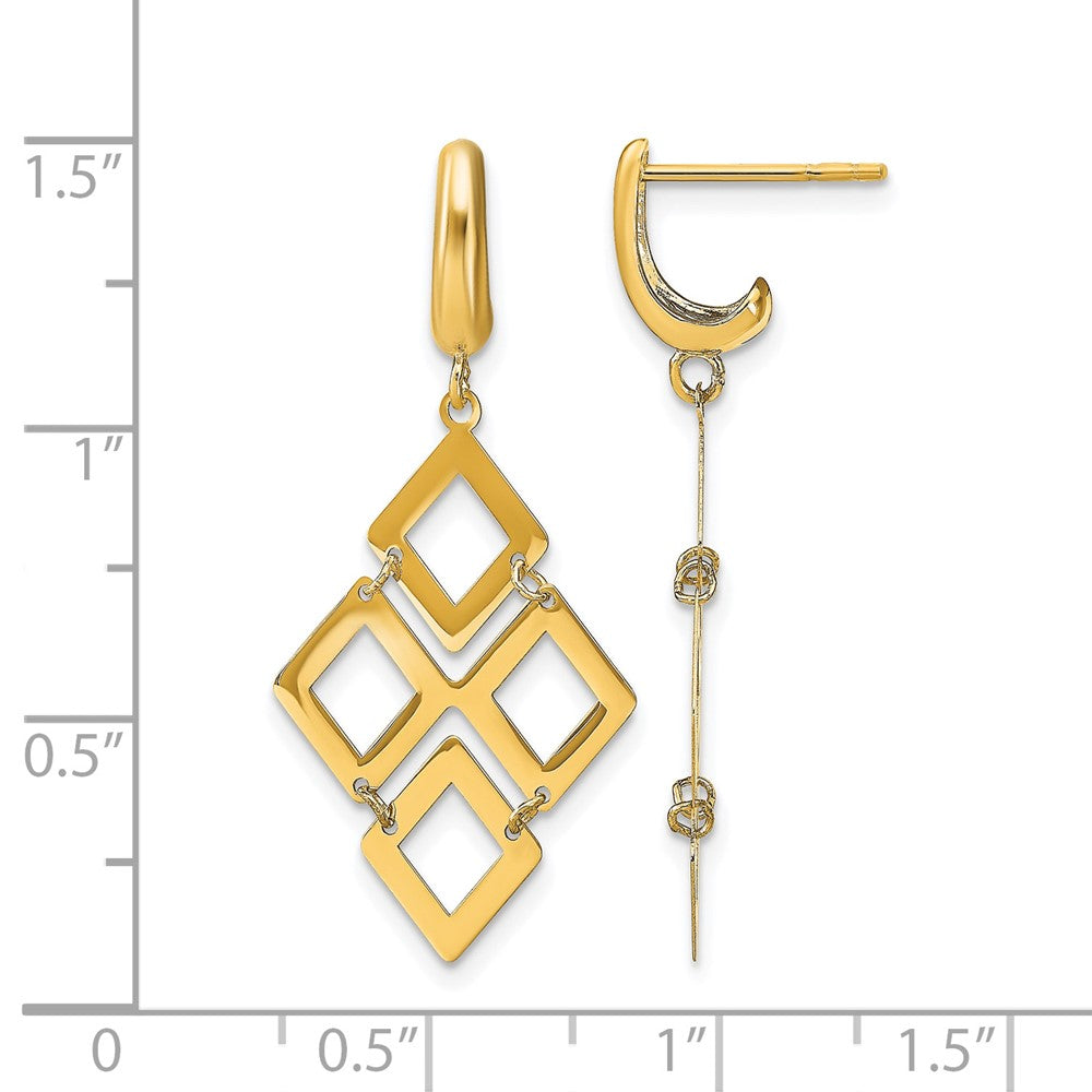 14K Yellow Gold Polished Post Dangle Earrings