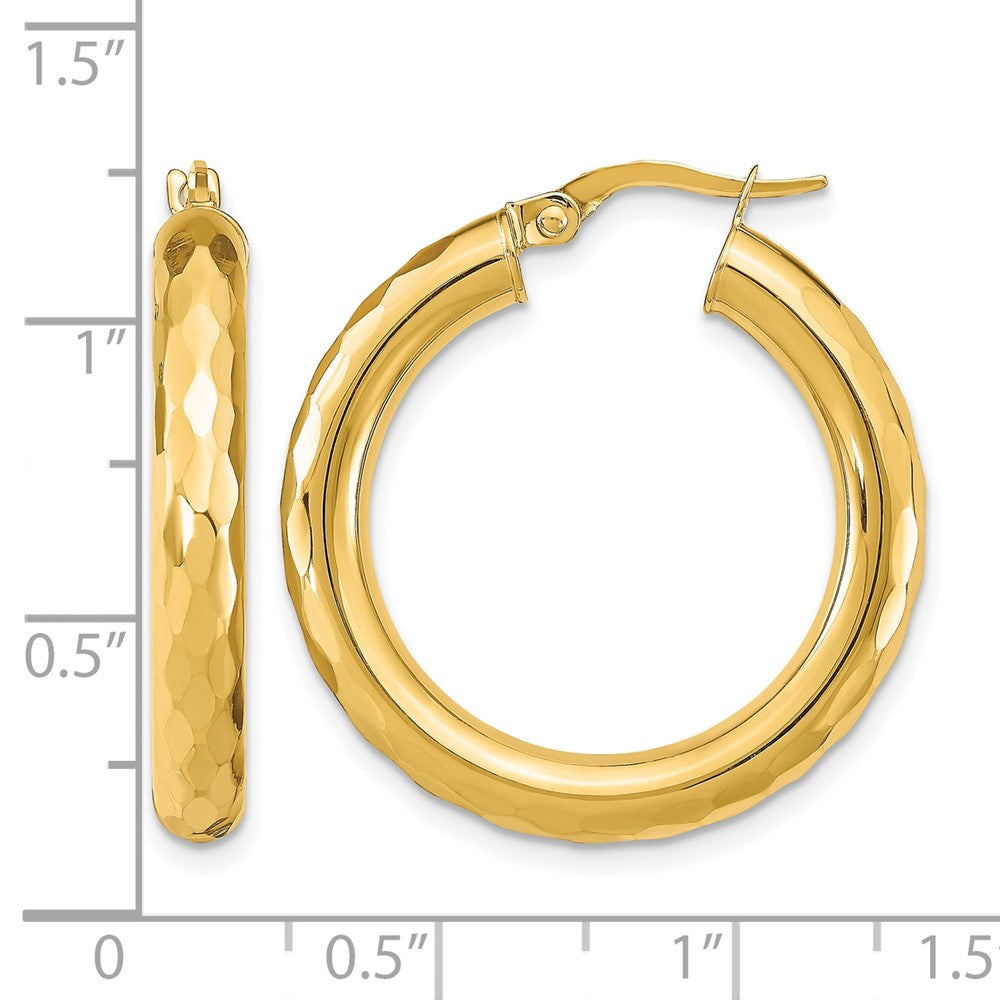 14K Yellow Gold Polished D/C Hoop Earrings