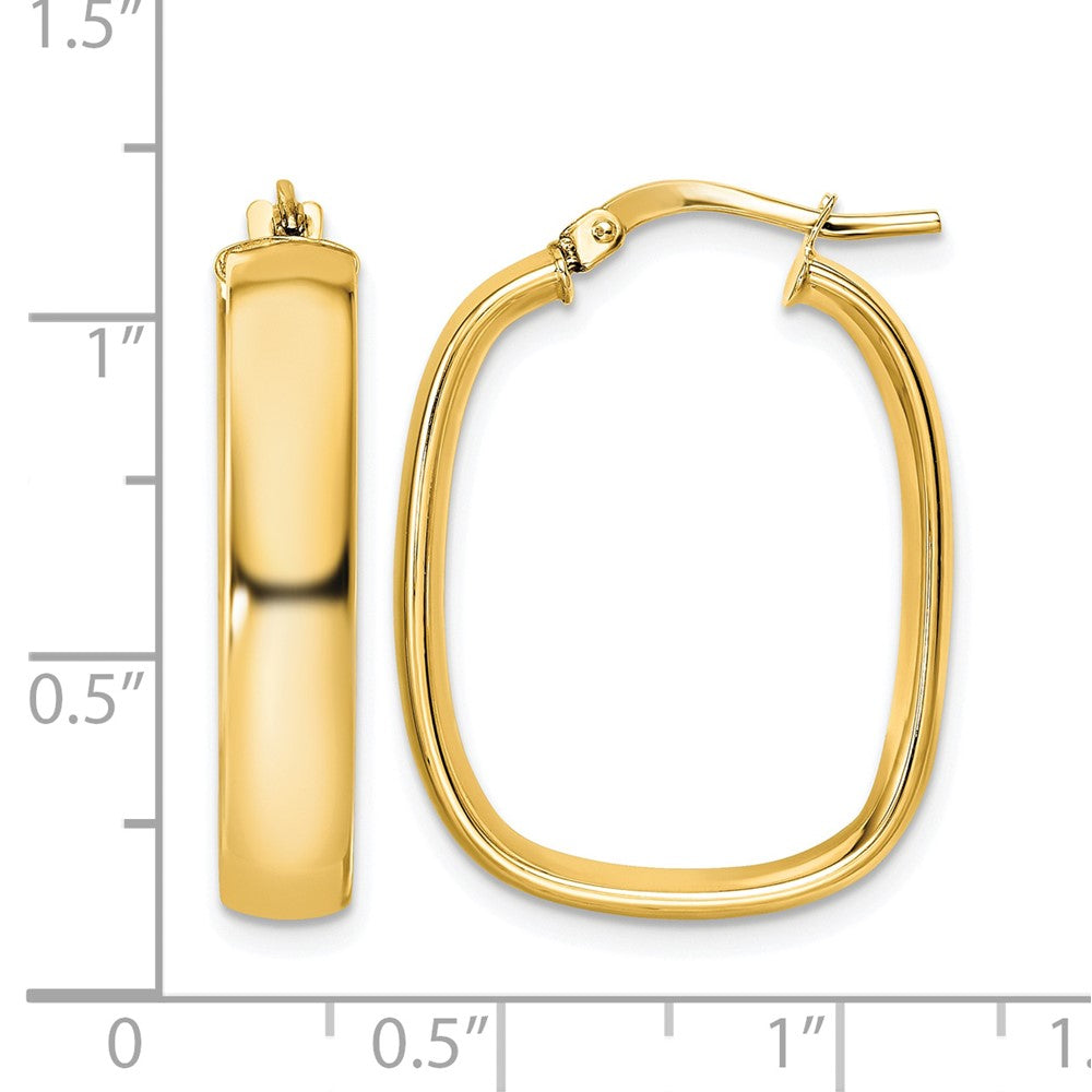 14K Yellow Gold Polished Squared Oval Hoop Earrings
