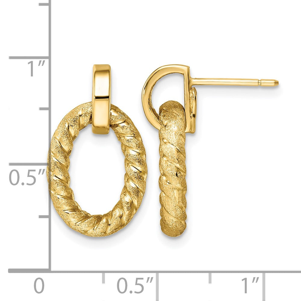 14K Yellow Gold Polished And Textured Post Dangle Earrings