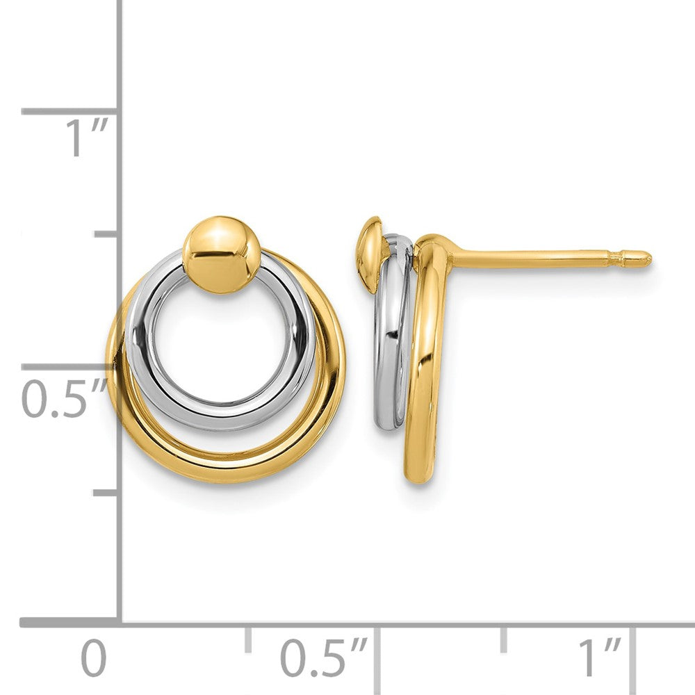 14K Two Tone Polished Post Dangle Earrings