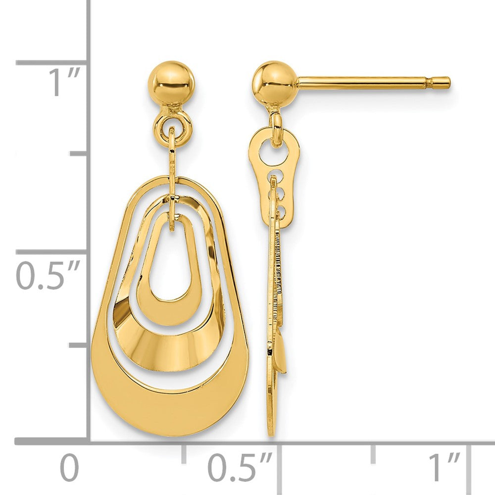 14K Yellow Gold Polished Post Dangle Earrings