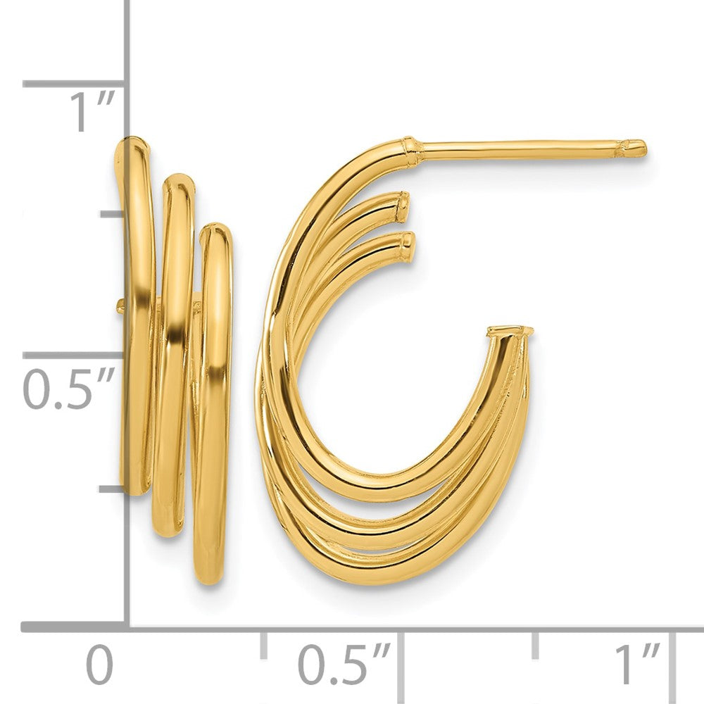 14K Yellow Gold Polished J Hoop Post Earrings