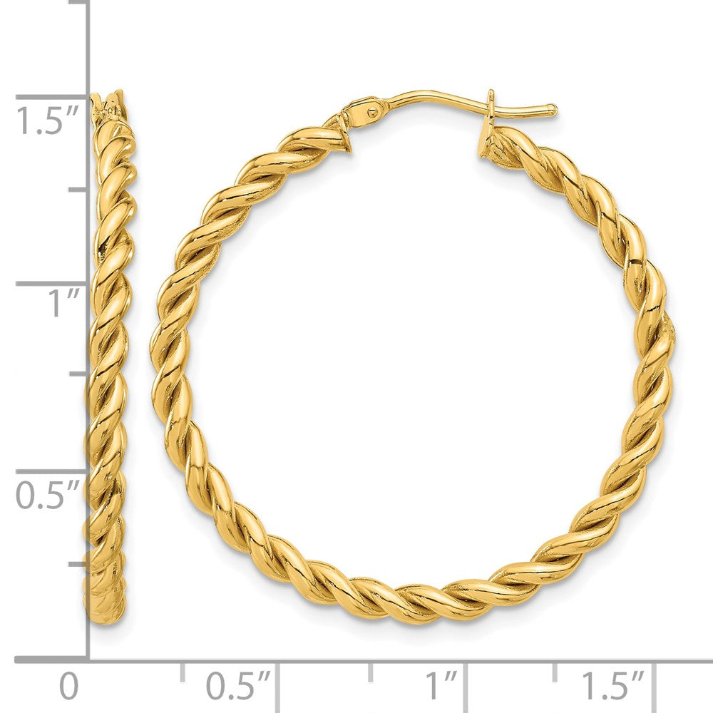 14K Yellow Gold Polished Twist Hoop Earrings