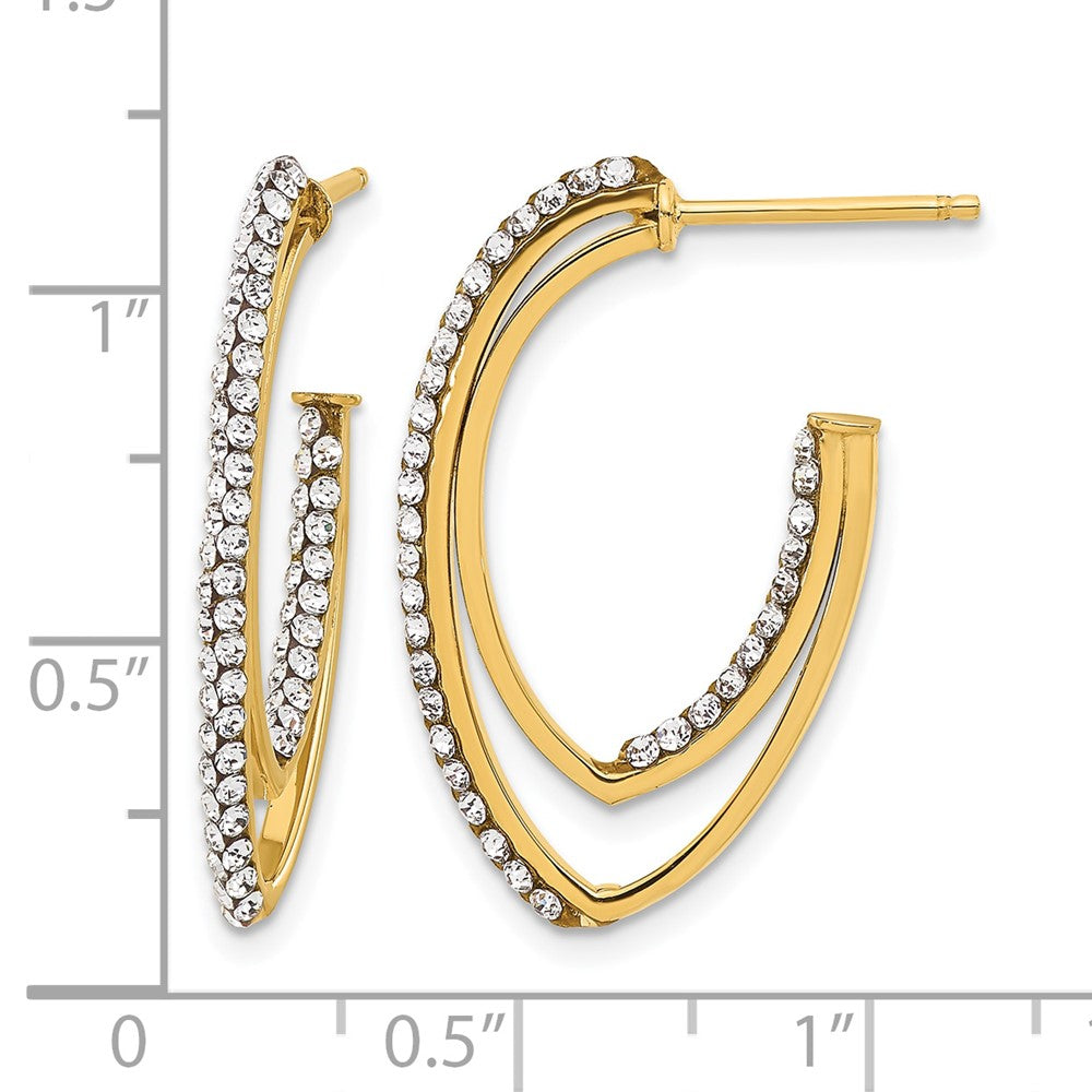 14K Yellow Gold Polished Crystal J Hoop Post Earrings
