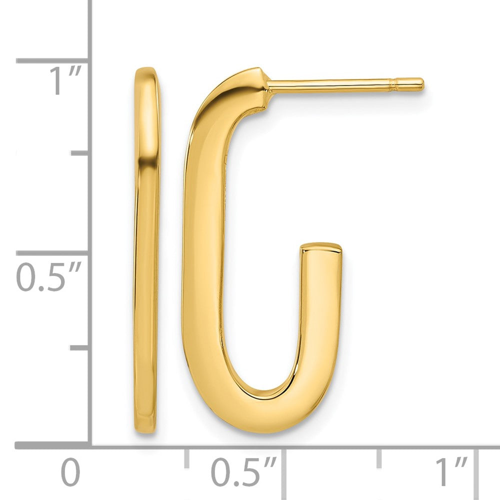 14K Yellow Gold Polished Modern J Hoop Earrings