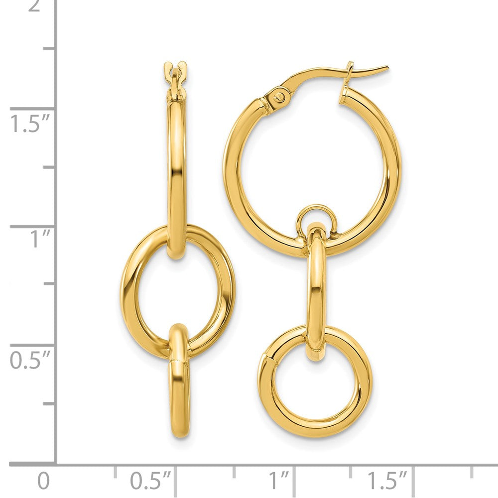 14K Yellow Gold Polished Double Round Hoop Earrings