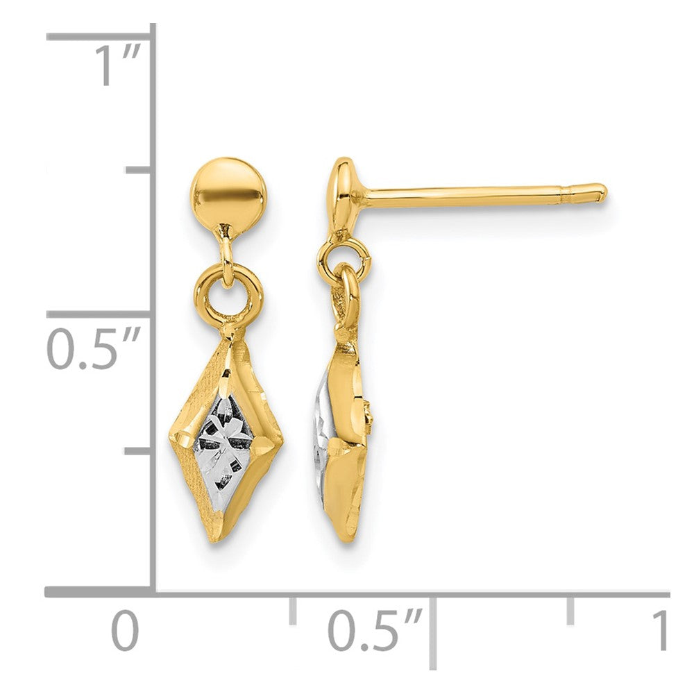 14K Yellow & Rhodium And White Polished Post Dangle Earrings