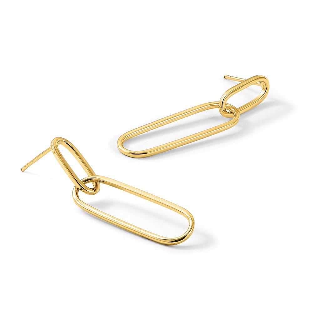 14K Yellow Gold Polished Post Drop Earrings
