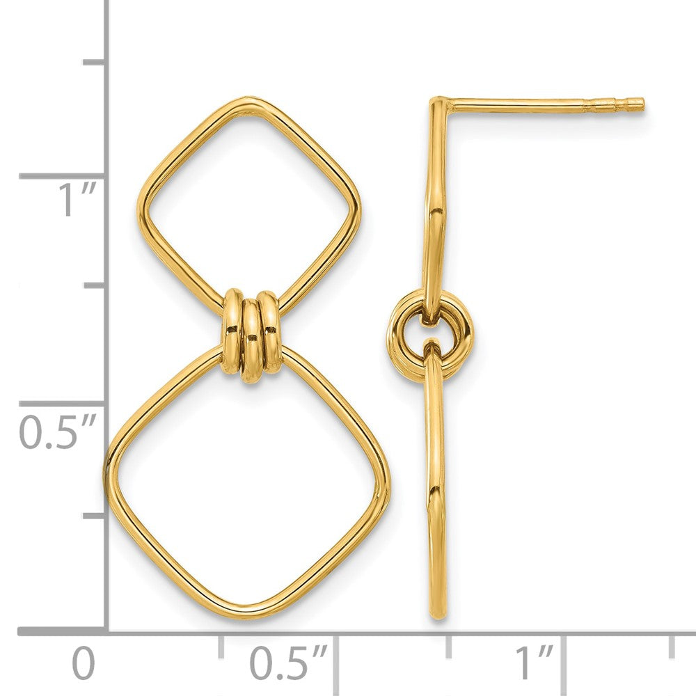 14K Yellow Gold Polished Dangle Post Earrings