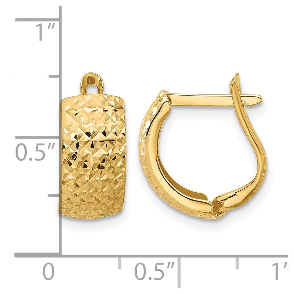 14K Yellow Gold Polished And Diamond Cut Omega Back Earrings