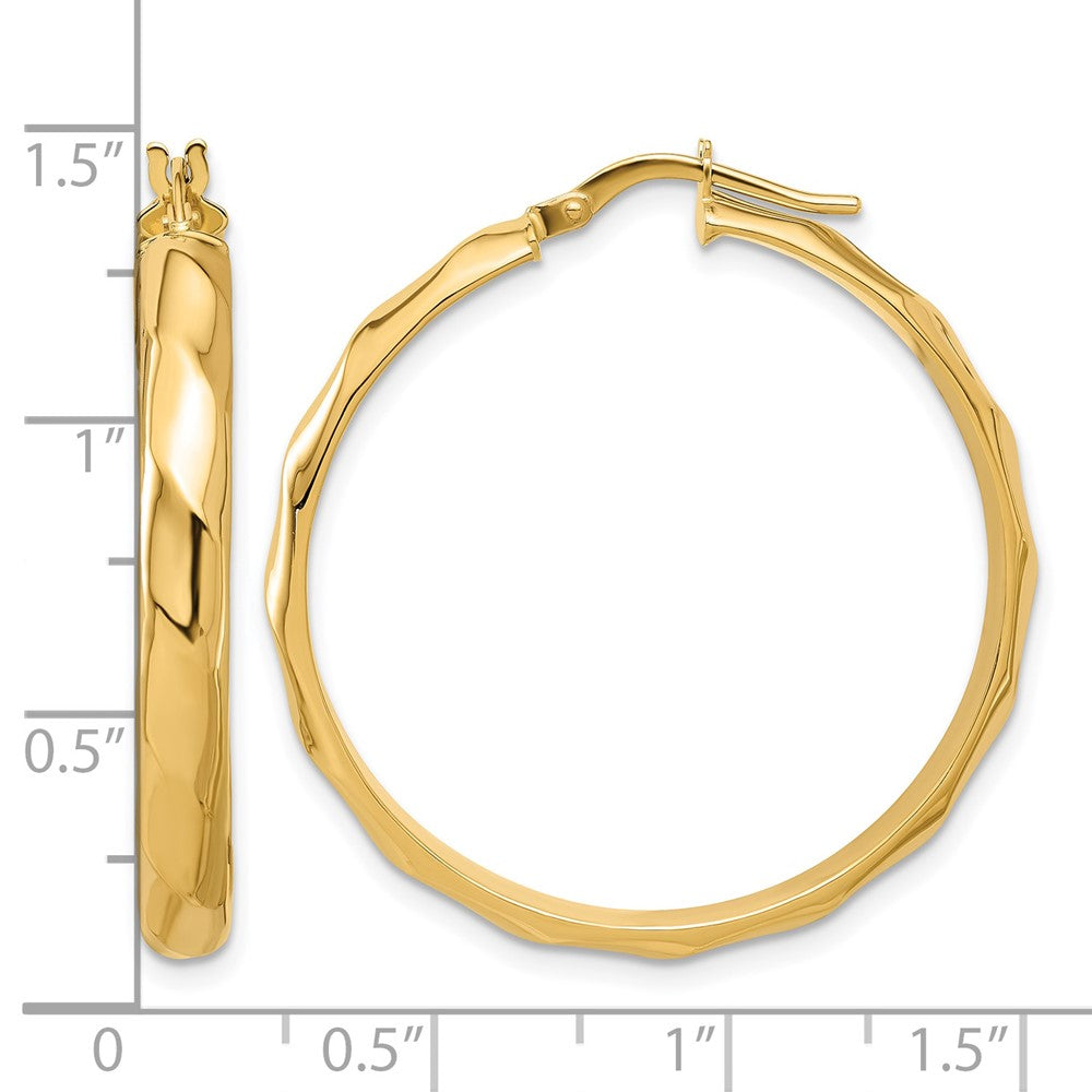 14K Yellow Gold Polished Twisted Round Hoop Earrings