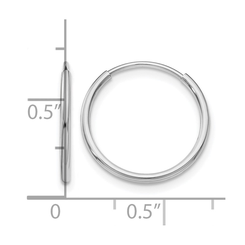 14K White Gold Polished Endless Tube Hoop Earrings