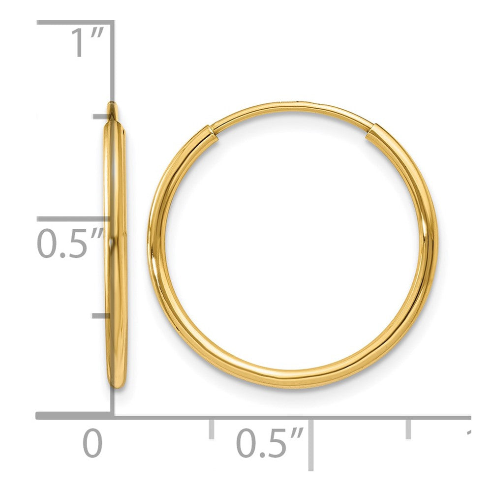 14K Yellow Gold 1.00mm Endless Hoop Earring