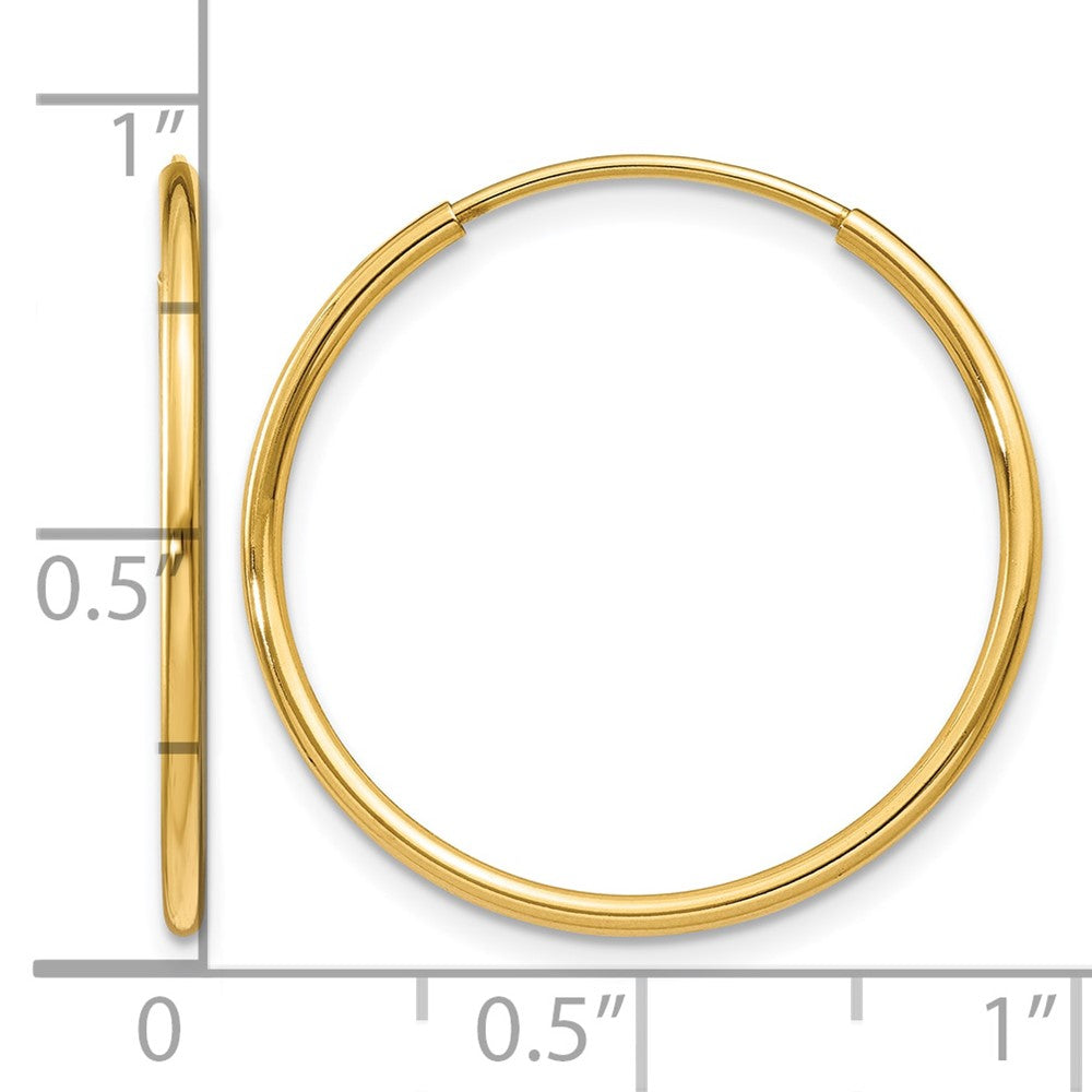 14K Yellow Gold 1.00mm Endless Hoop Earring
