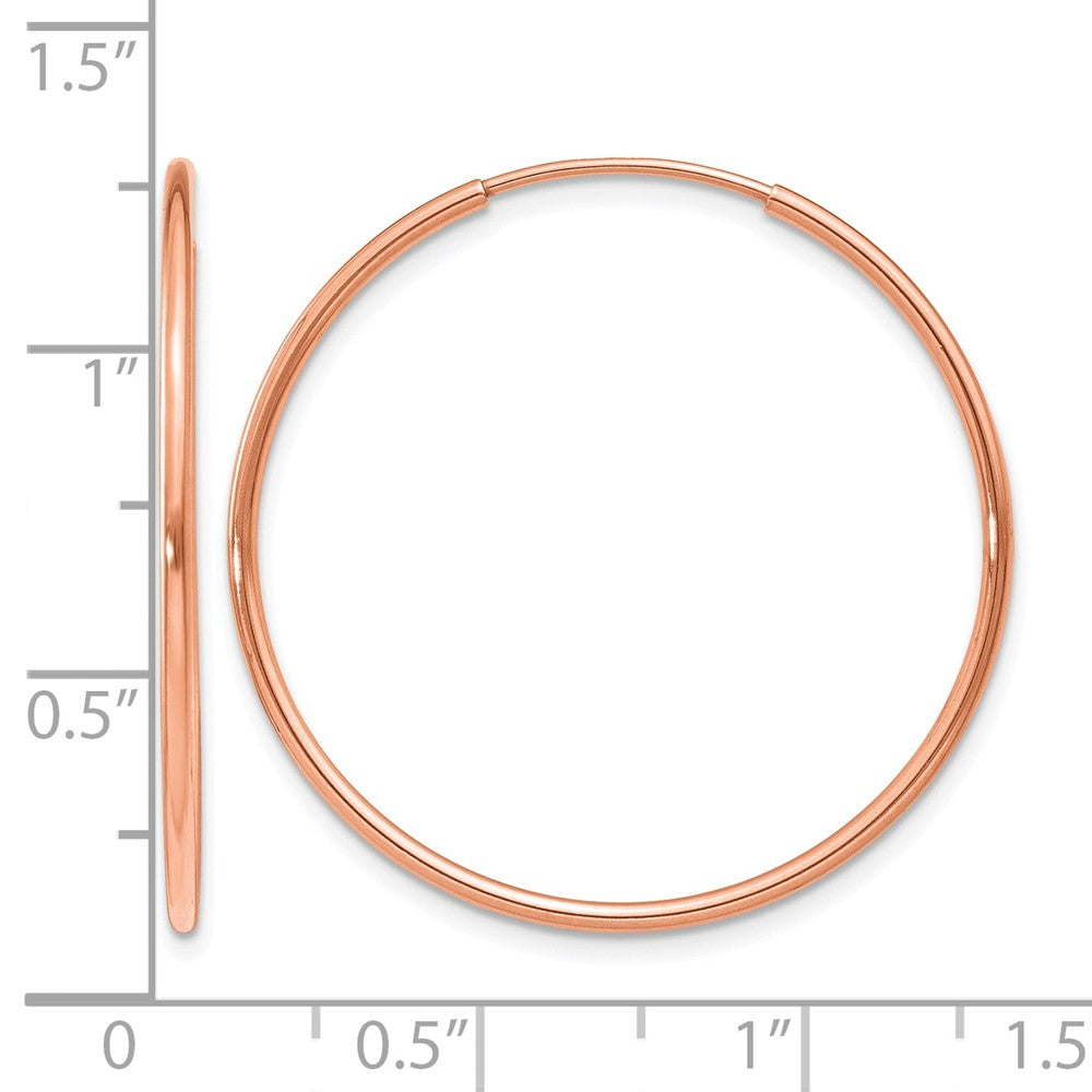 14K Rose Gold 1.0mm Polished Endless Hoop Earrings