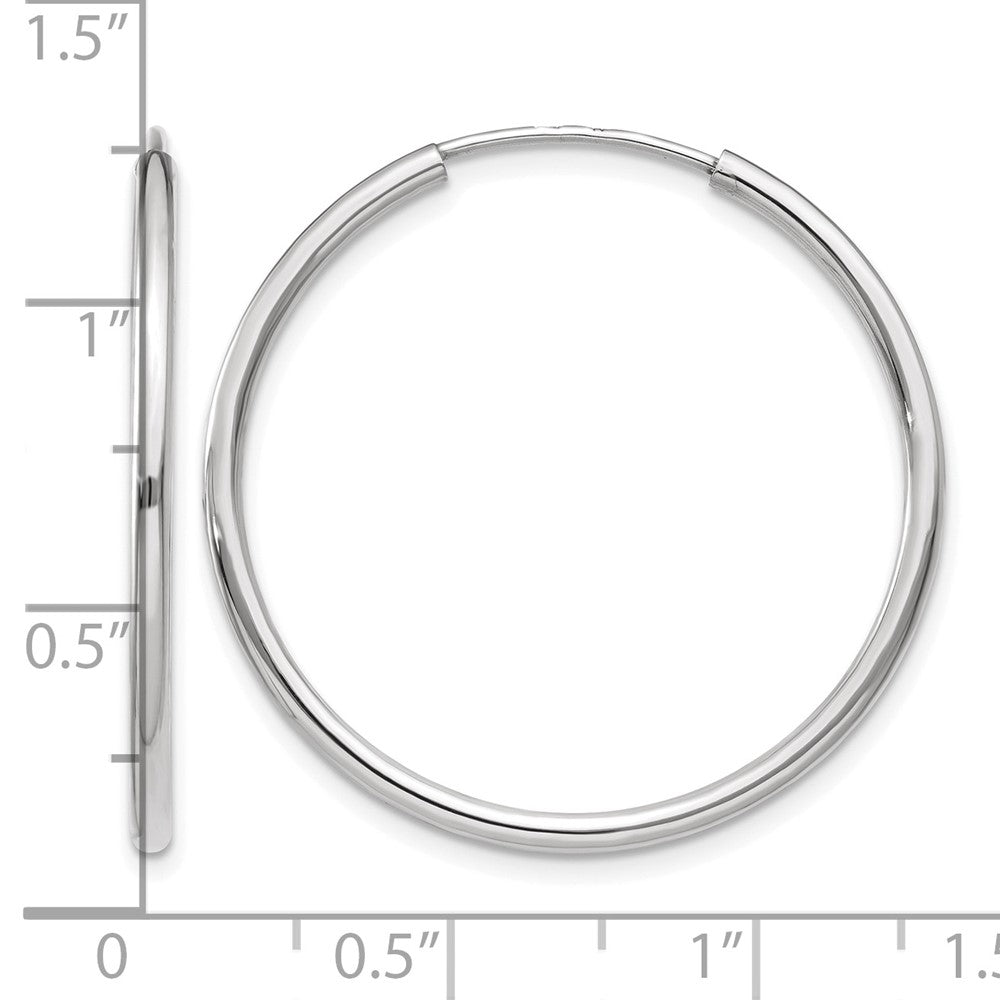 14K White Gold 1.00mm Polished Endless Tube Hoop Earrings