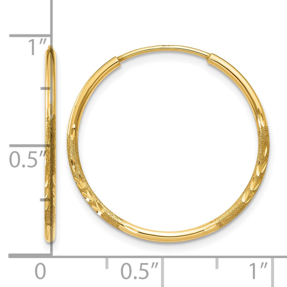 14K Yellow Gold 1.0mm Diamond Cut Endless Hoop Earring