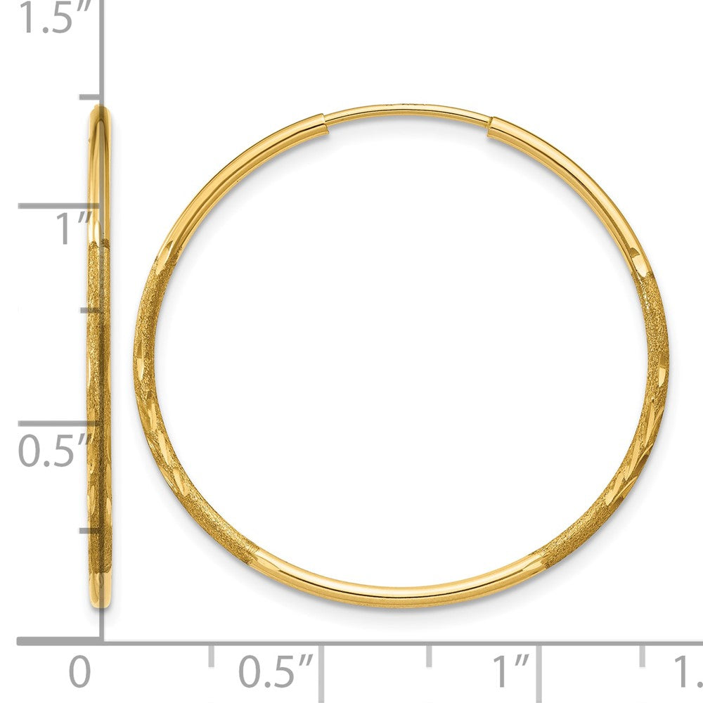 14K Yellow Gold 1.0mm Diamond Cut Endless Hoop Earring