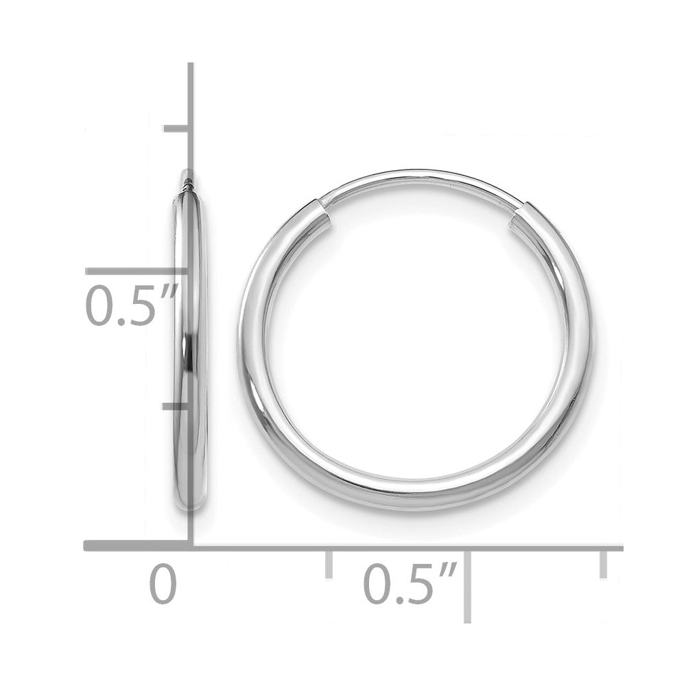 14K White Gold 1.2mm Polished Endless Hoop Earrings