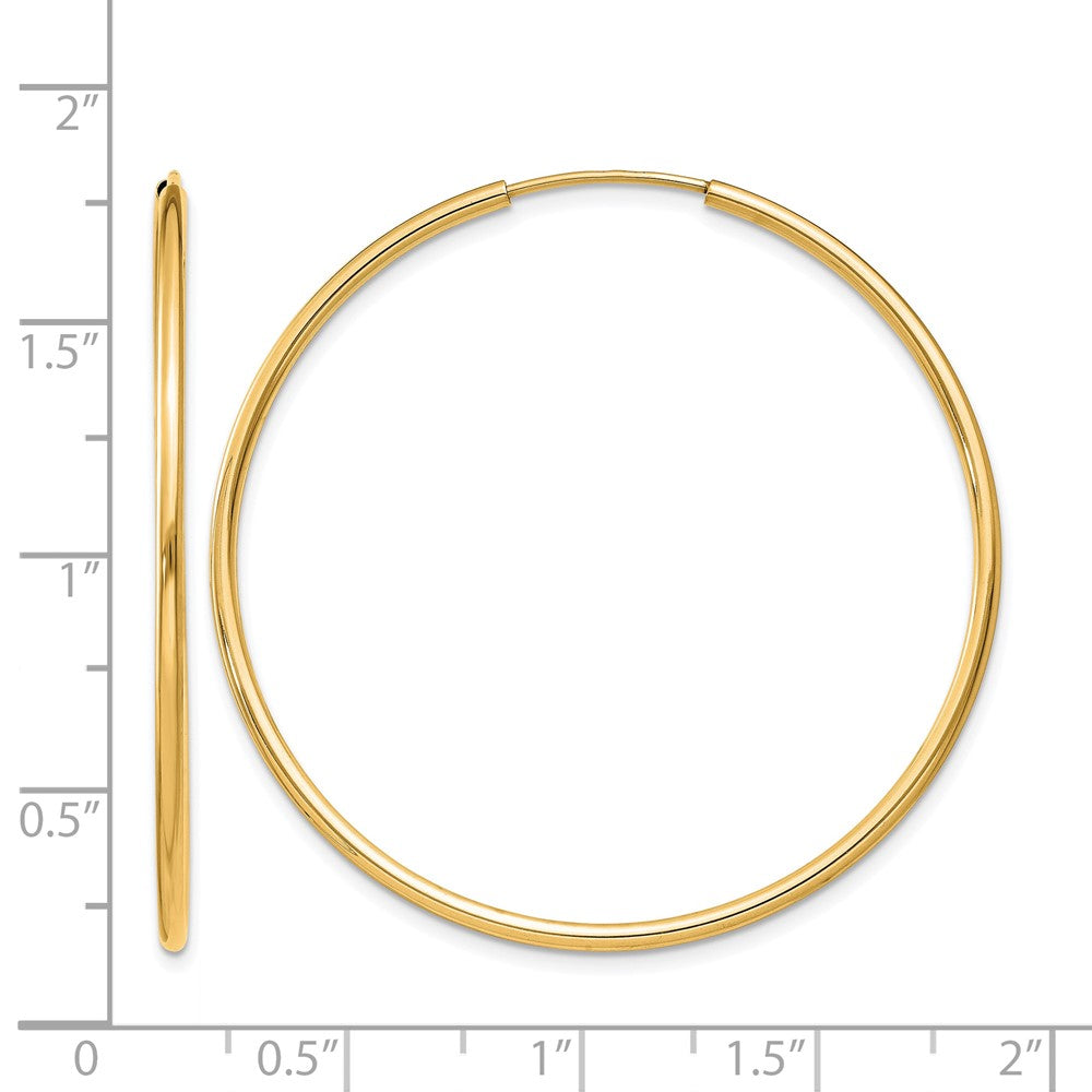 14K Yellow Gold 1.2mm Polished Round Endless Hoop Earrings