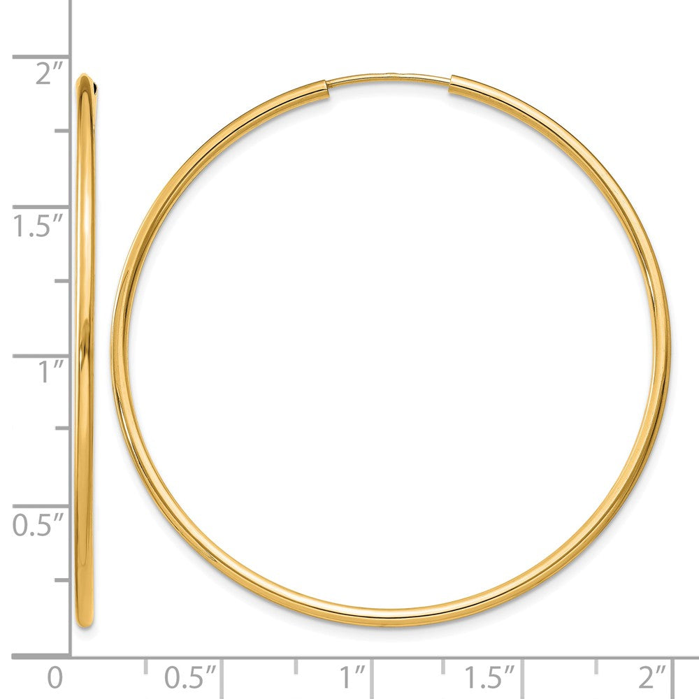 14K Yellow Gold 1.2mm Polished Round Endless Hoop Earrings