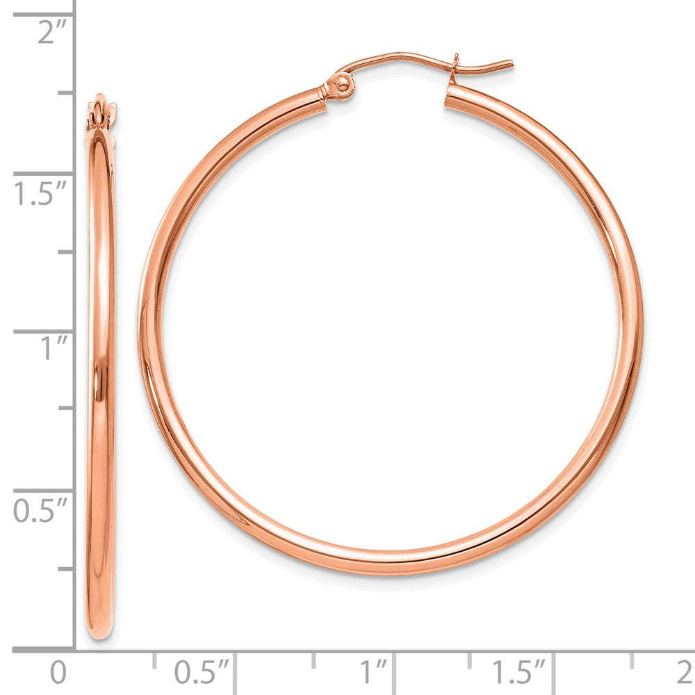 14K Rose Gold Polished 2X40mm Hoop Earrings