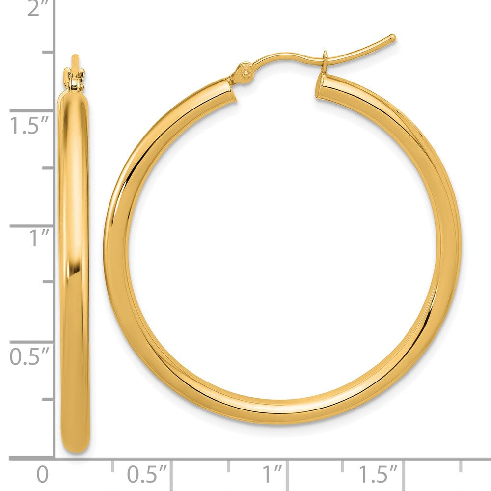 14K Yellow Gold Polished 3mm Hoop Earrings