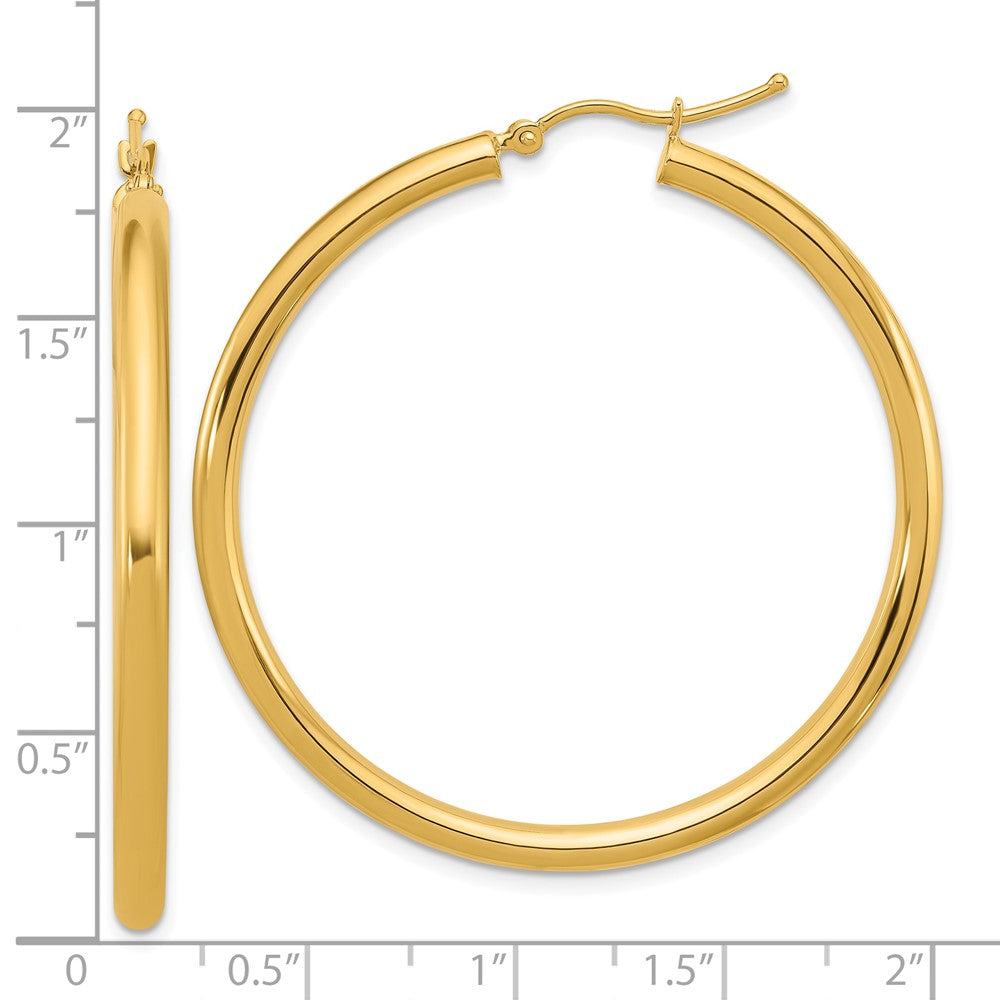 14K Yellow Gold Polished 3mm Hoop Earrings