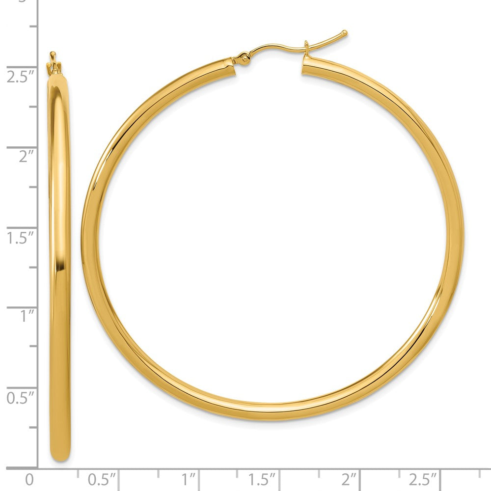 14K Yellow Gold Polished 3mm Hoop Earrings