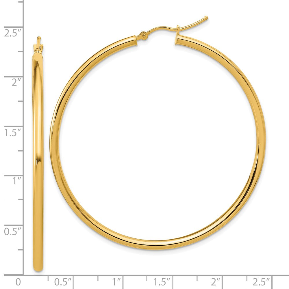 14K Yellow Gold Polished 2.5mm Hoop Earrings