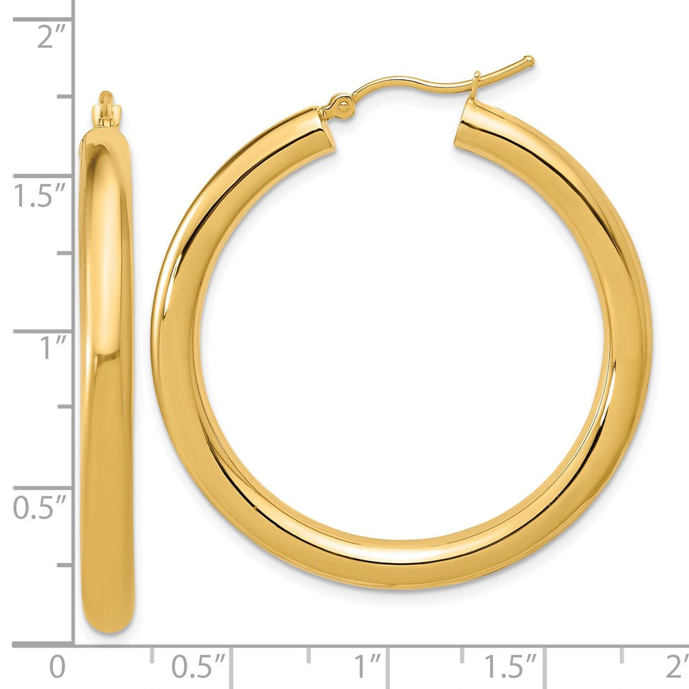 14K Yellow Gold Polished 4mm Hoop Earrings