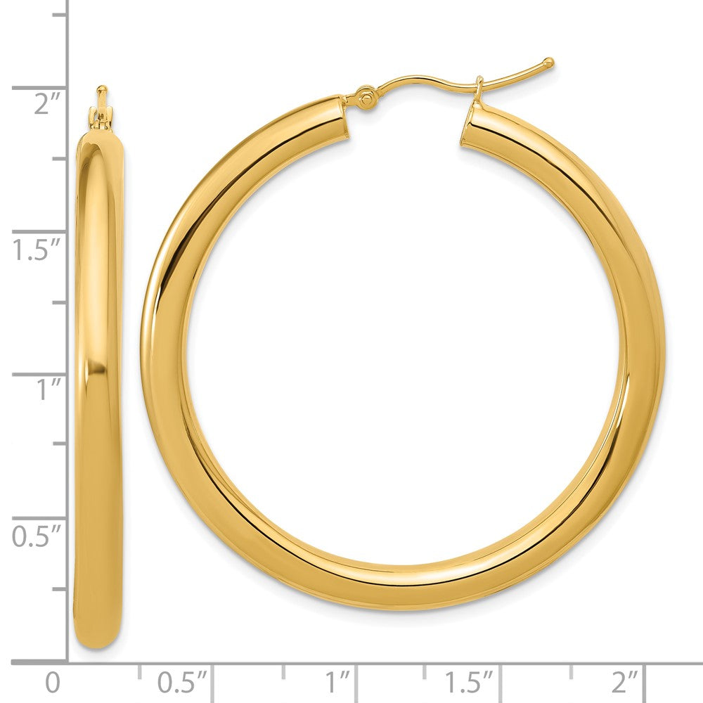 14K Yellow Gold Polished 4mm Hoop Earrings